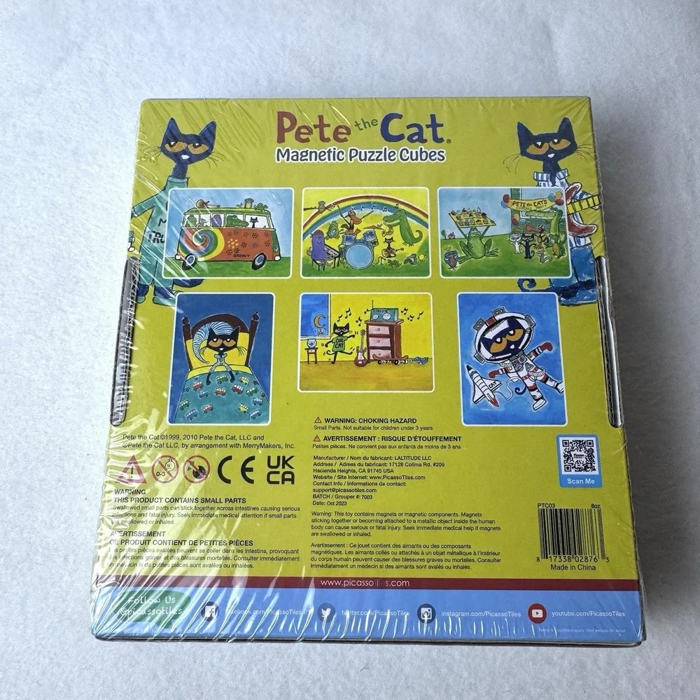 New Picasso Tiles Pete The Cat Magnetic Puzzle Cubes STEAM Toy PTC03 Educational